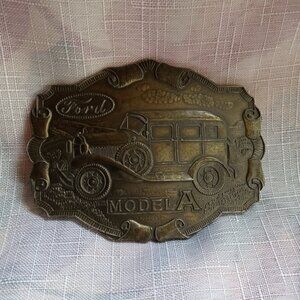 Vintage 1970's Model A Ford Brass Belt Buckle
